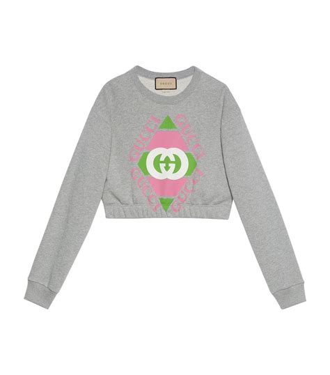 gucci logo sweatshirt with crystals|gucci cropped sweatshirt.